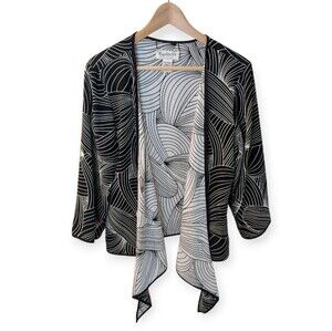 Key Lime Pie Open Front Cardigan Kimono Black And White Swirl Large Reversible